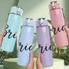 1PC Bride Simple Cursive Script 750ml Color Plastic Sports Water Bottle Leakproof Flip Straw Lid Suitable for Sports Office Home Use