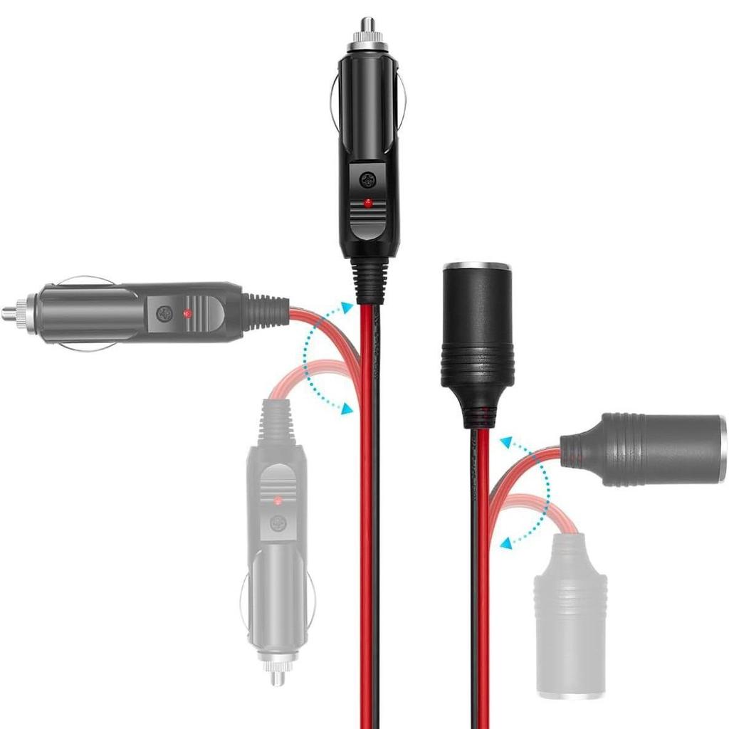 Cigarette Lighter Plug Extension Cable with Bullet Terminal and Customizable Length