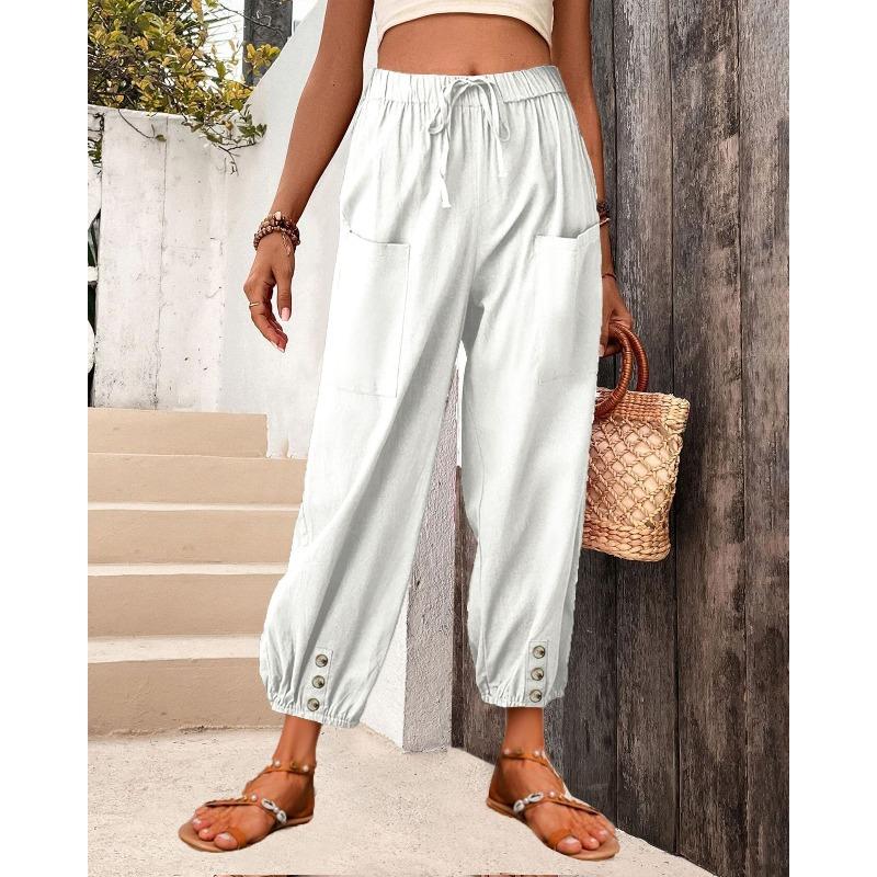 HNXC Women's Fashion Casual Solid Color Print Pants & Capris Classic Exquisite