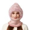 Knitted Hat Thick Velvet Mask Scarf All-in-one Hat   Winter Warm Hat for Women