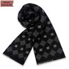 Men's Pure Gray Plaid Wool Blend Winter Scarf - Thick and Warm