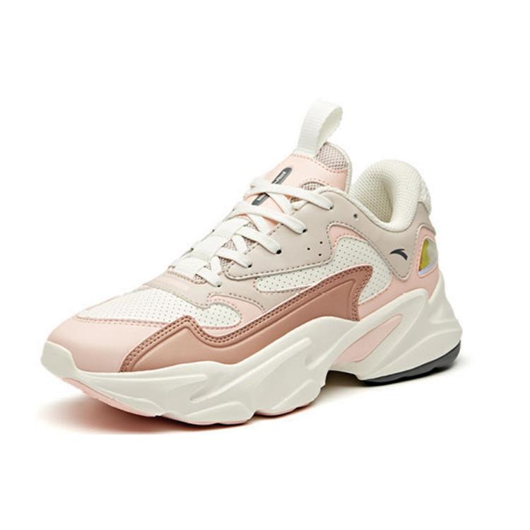 New ANTA Chunky Sneakers Women's Low Top Gray/White/Pink 12948882-3
