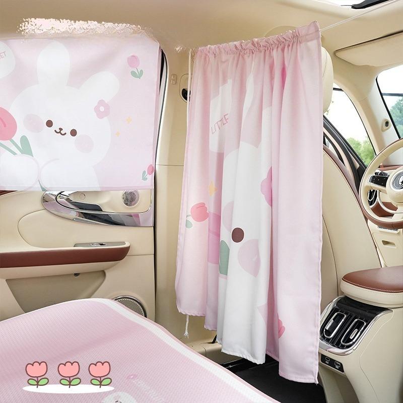 Car Privacy Curtains Universal Car Divider Curtain Between Rear Seat Auto Blackout Push-Pull Anti-Peep Curtains Car Sun Shades