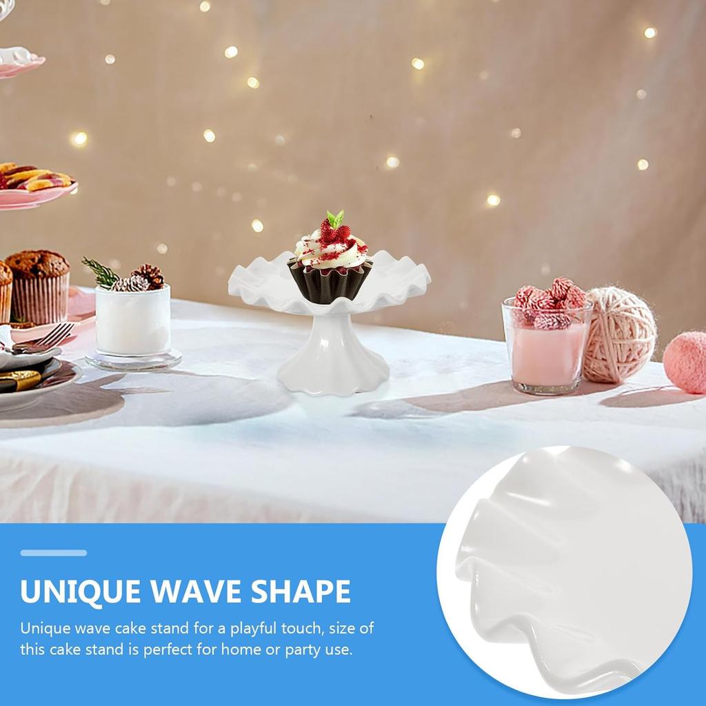 Ciieeo Ceramic Footed Bowl Small Raised Fruit Serving Tray Porcelain Pedestal Bowl Candy Snack Cake Display Stand for Birthday Holiday Party 5.5 Inch
