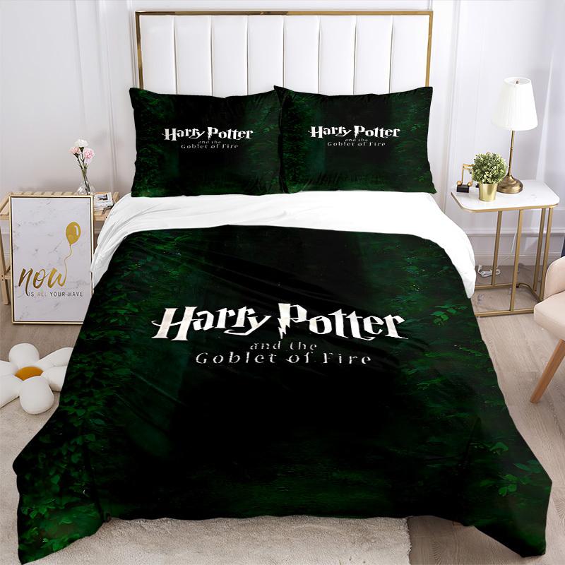 3pcs Harry Potter Bedding Set, Soft Polyester Duvet Cover and Pillowcases Machine Washable Seasons all suitable 55