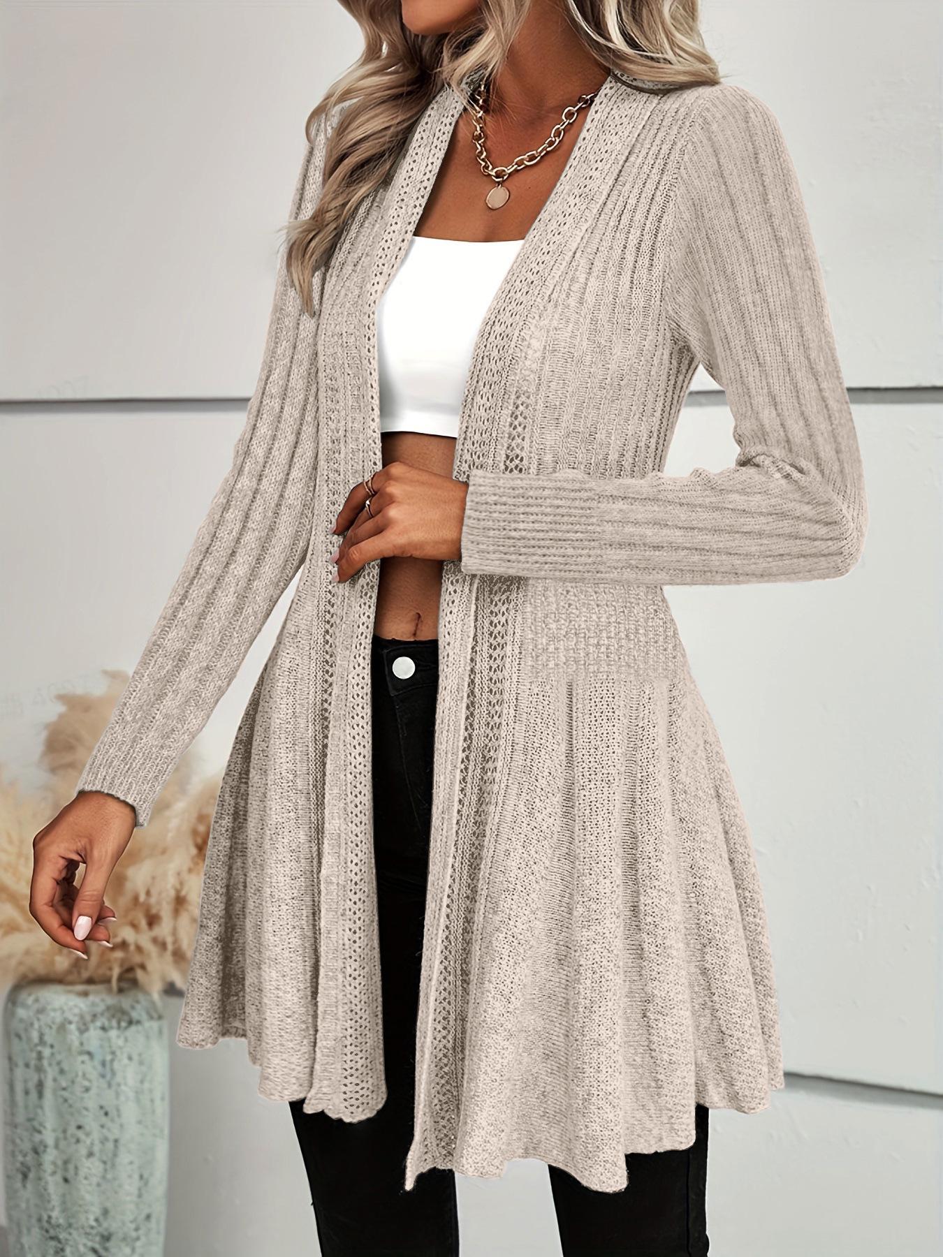 

Европейский и американский вязаный кардиган с длинными рукавами и средней длиной для весны, осени и зимы M