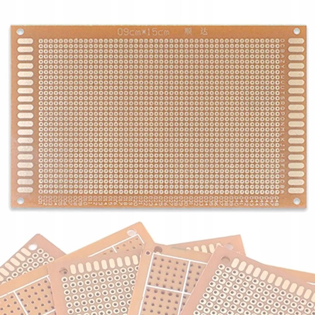 Rosfix Płytka Prototypowa Jednostronna 90 X 150 Mm – Do Budowy Układów THT | Raster Otworów 2,54 Mm | 4 Otwory Montażowe
