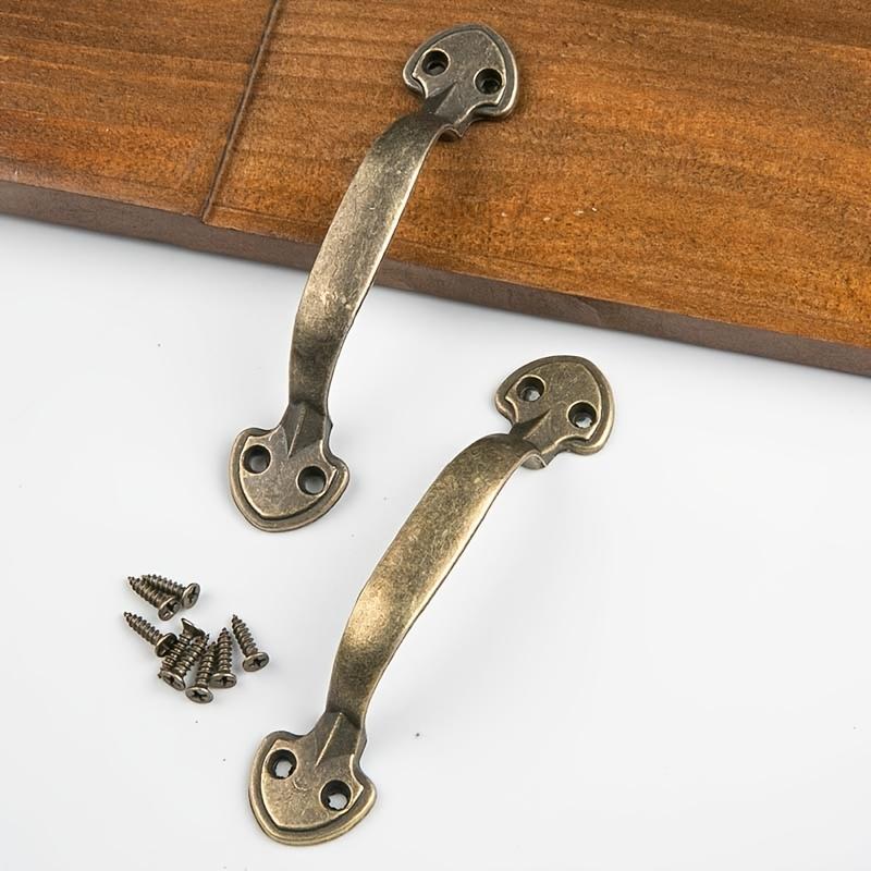 2pcs Bronze-Coloured Handles with 8 Screws Antique-Style Zinc Alloy Drawer Handles For Kitchen Wardrobe Doors Furniture Handles