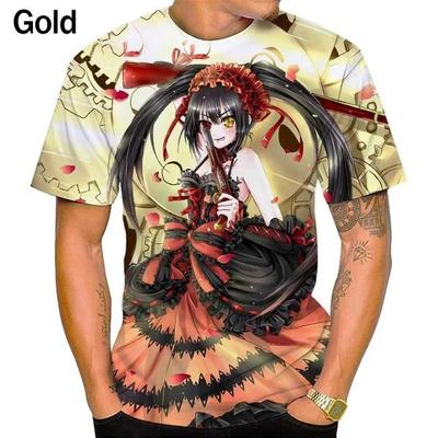 Nowe anime DATE A LIVE Kurumi Tokisaki 3d Print Unisex T-shirt Casual Harajuku Krótki rękaw