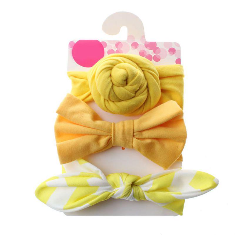3Pcs/set Knot Rabbit Lovely Beautiful Sweet Headwear Kids Headband Girls Floral Bow Hairband