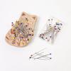 Magnetic Needle Pin Holder with 100Pcs Quilting Positioning Pin Wood Pin Cushion with 38mm Dressmaking Pin for Sewing