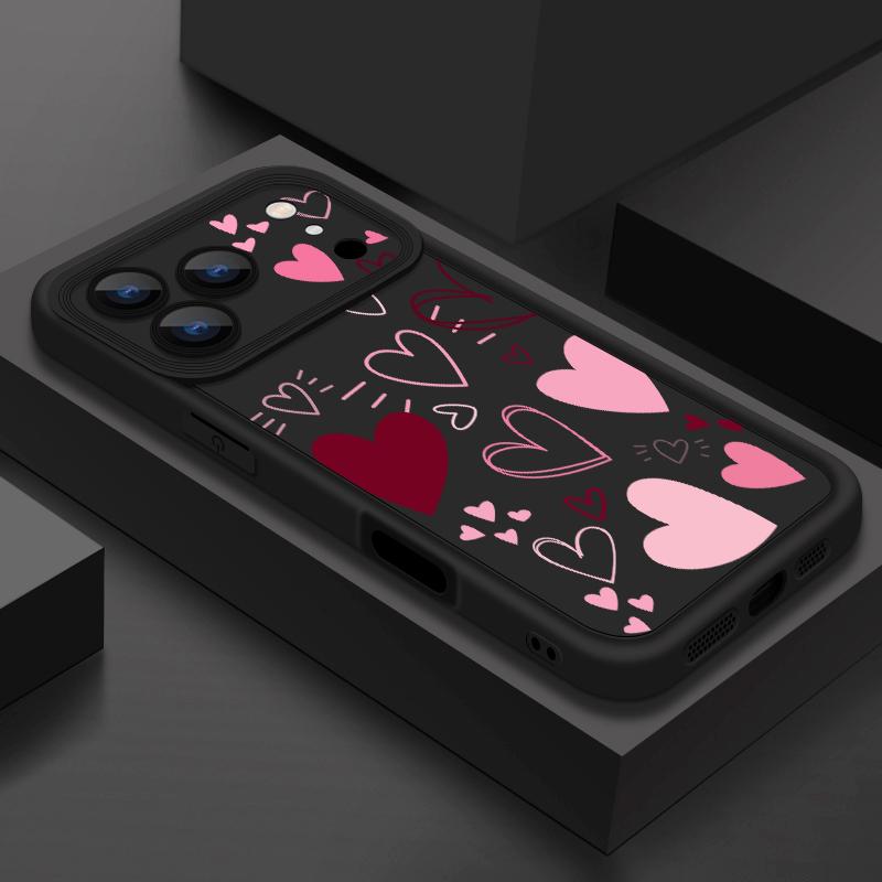 Shockproof Phone Case For iPhone 17 Pro Max Case iPhone 16 15 14 13 Pro Max 11 17e 16e Love Hearts Print Soft Silicone Bumper Cover