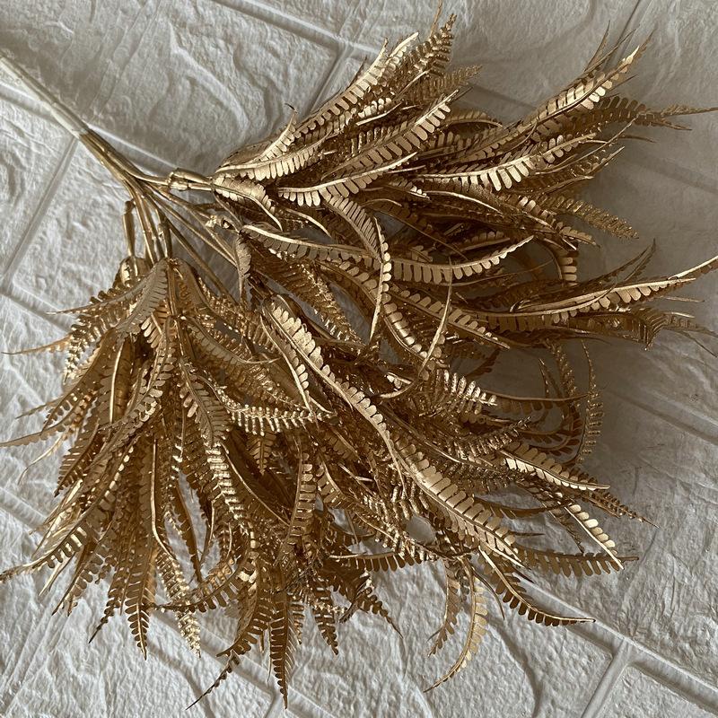 Artificial Golden Eucalyptus Hydrangea Fan Leaf Fake Flower Wedding Photography Home Hotel Ginkgo Leaves Plant Accessories Decor