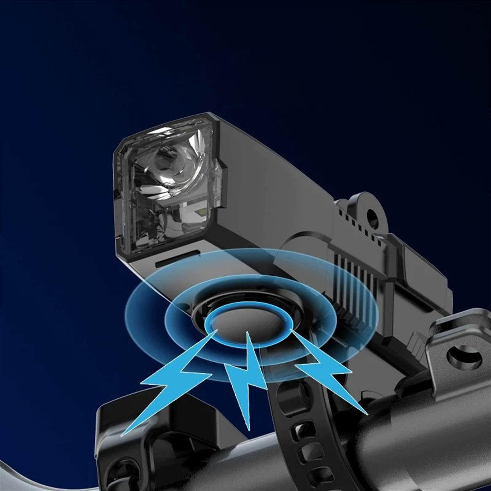 

Перезаряжаемый велосипедный фонарь с гудком - 1200 лм сверхяркий передний фонарь и задний габаритный фонарь в комплекте, зарядка USB-C, линза против тумана, пульт дистанционного управления для крепления One Size чёрный