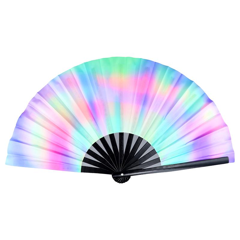 1pcs Colorful Foldable Rave Fan Japanese Large Reflective Handheld Fan Music Festival 33cm Gradient Folding Chinease