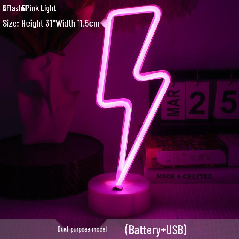 Korean Style Flamingo LED Neon Night Light - Decorative Christmas Fairy Accent with Round Base