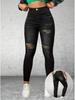 Damen grenzüberschreitende High Street Mode schmal geschnittene zerrissene Skinny Jeans