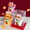Solar Powered Lucky Cat With Glasses Mini Desktop Car Decoration Creativity Automatic Waving Ornament For Home Office Desk Gift