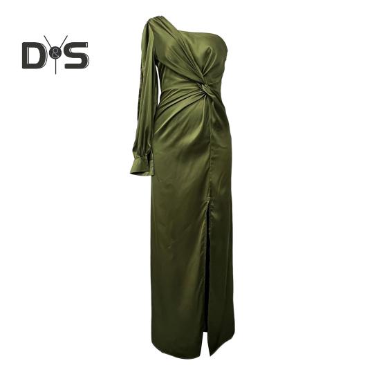 Dámské večerní šaty Rozdělený lem bez rukávů na jedno rameno Jednobarevný Úzký pas Skládaný Jednobarevný Ples s vypnutým ramenem Společenské koktejlové maxi šaty Plesové šaty