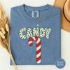 Candy Cane Matching Couples Tshirt, Candy Half Split Christmas Tee, Matching Christmas Set, Peppermint Gift Tee, Holiday Tee Gift