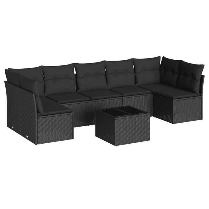 VidaXL Salon de jardin 8 pcs avec coussins noir résine tressée 3249274