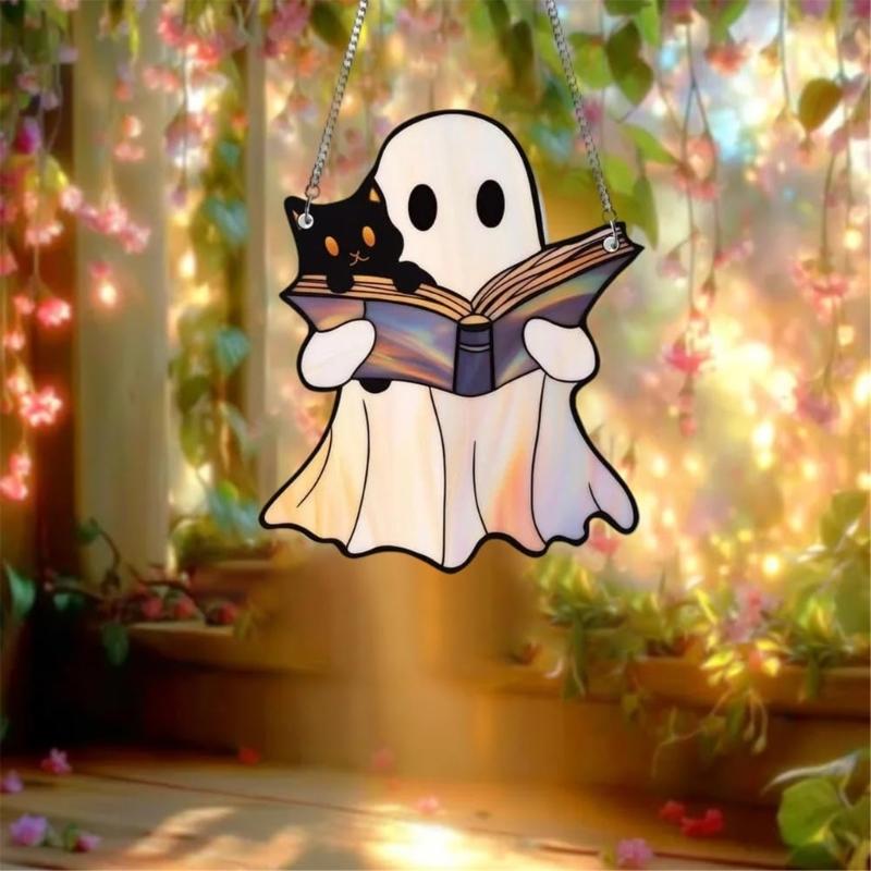 Cartoon Halloween Ghostly 2D Flat Acrylic Wall Decors Light Hanging Craft Ornament For Home Office School Decoration