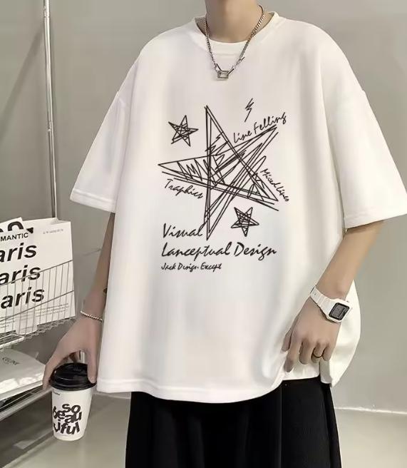 Summer Limited Edition Unisexs Oversized Tshirt Line Stars Printed Tshirt Suitable for Both Unisex and WoUnisex Moisture Wicking Shirts