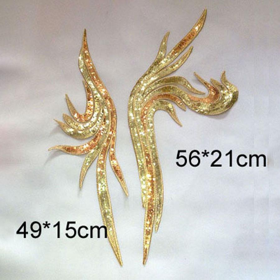 2Pcs/Set Blue Golden Sequin Embroidered Patch Repair AppliqueLace DlY Clothing Sewing Decoration Accessories