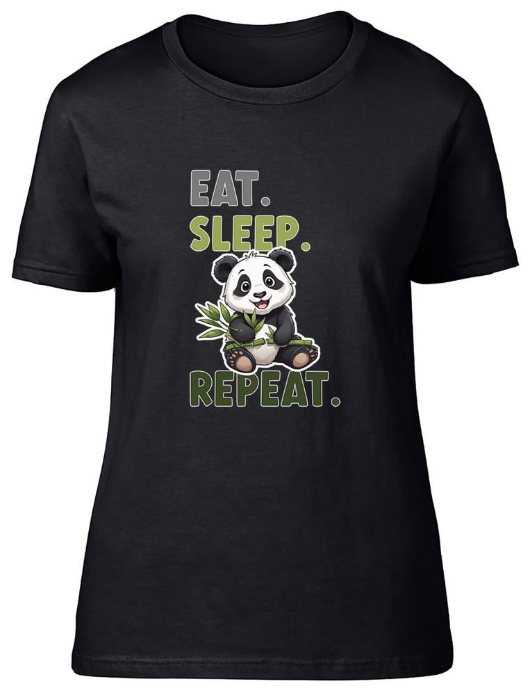 Ешь Спи Панда Повторяй Женская Футболка Смешной Медведь Панда Подарок для Женщин XL