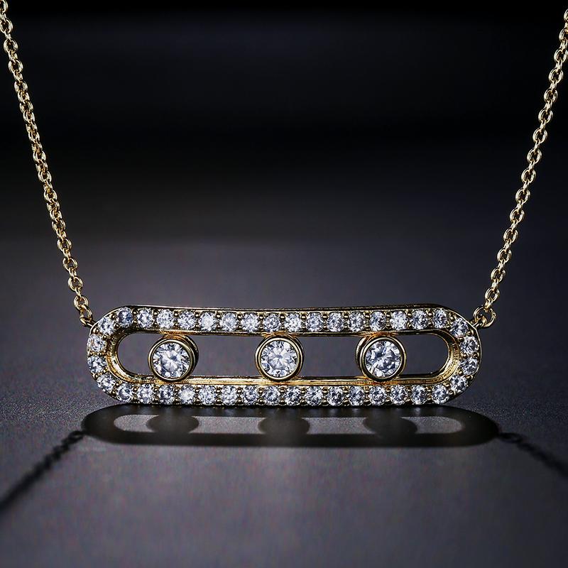 Fashion Design Seiko New Full Diamond Five Diamond Sliding Necklace Female Personality Light Luxury Clavicle Chain