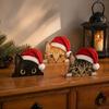 Christmas Table Centerpiece Cute Cat Shelf Sitter, Wooden Hat Peeking Desk Figurine, Funny Animal Desktop Background Ornament Sign, Lover Gift