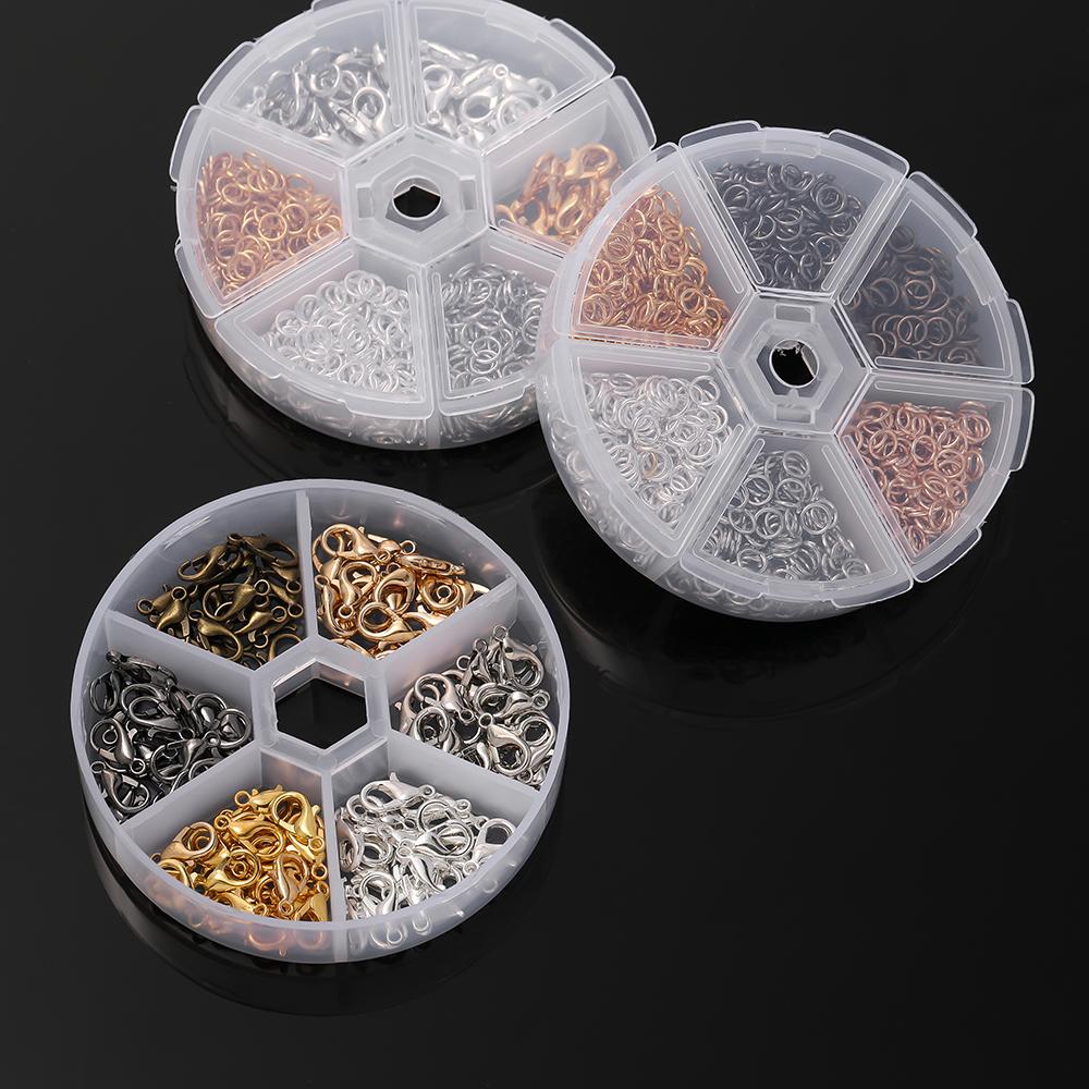 120-1200pcs/Box Lobster Clasp Jump Rings End Clasps Connectors Findings Kits for Bracelet Necklace Jewelry Making Accessories