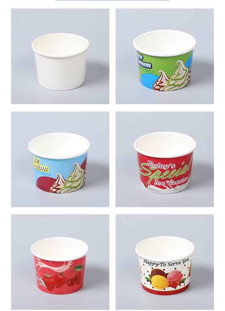Disposable Ice Cream and Yogurt Paper Cups and Bowls for Tasting