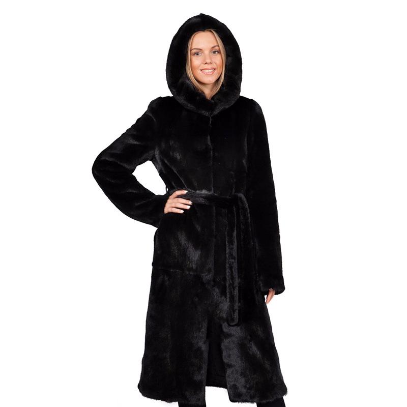 Women's Faux Fur Mid-Length Fluffy Overcoat - Mink, Rabbit, and Fox Fur Styles
