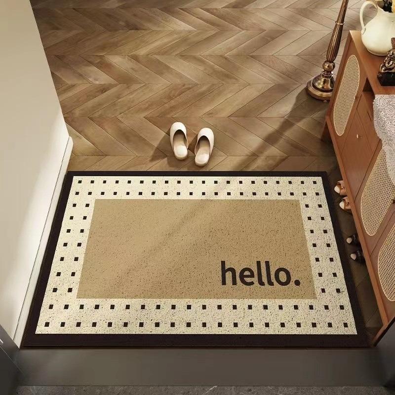 

European Checkerboard Retro Border Welcome Mat Indoor and Outdoor Entrance Mat Kitchen and Bathroom Anti Slip Carpet Washable 40x60CM