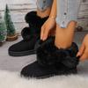 Women's Short Boots, Cute and Warm, Winter Women's Boots with Straps That Open and Close, Round Toe and Warm Velvet Women's Short Boots for One Foot