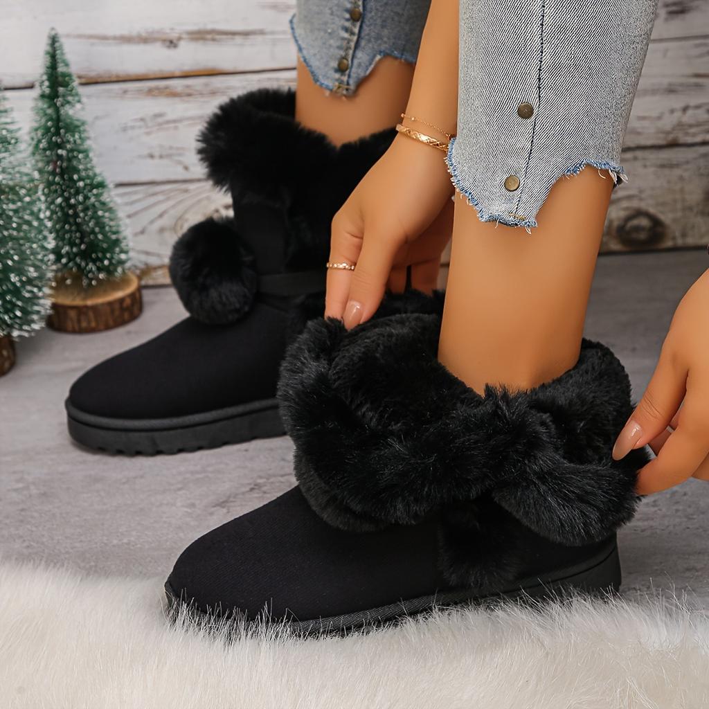 Women's Short Boots, Cute and Warm, Winter Women's Boots with Straps That Open and Close, Round Toe and Warm Velvet Women's Short Boots for One Foot