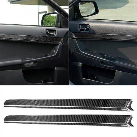 6PcsCarbon Fiber Interior Door Panel Cover Trim For Mitsubishi Lancer 2008-2015