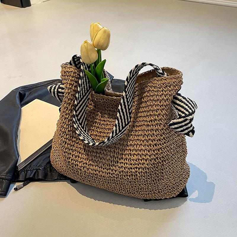 Big Capacity Straw Beach Bag Vintage Handmade Woven Shoulder Bag Raffia Rattan Handbag Bohemian Summer Vacation Crossbody Bags Quality