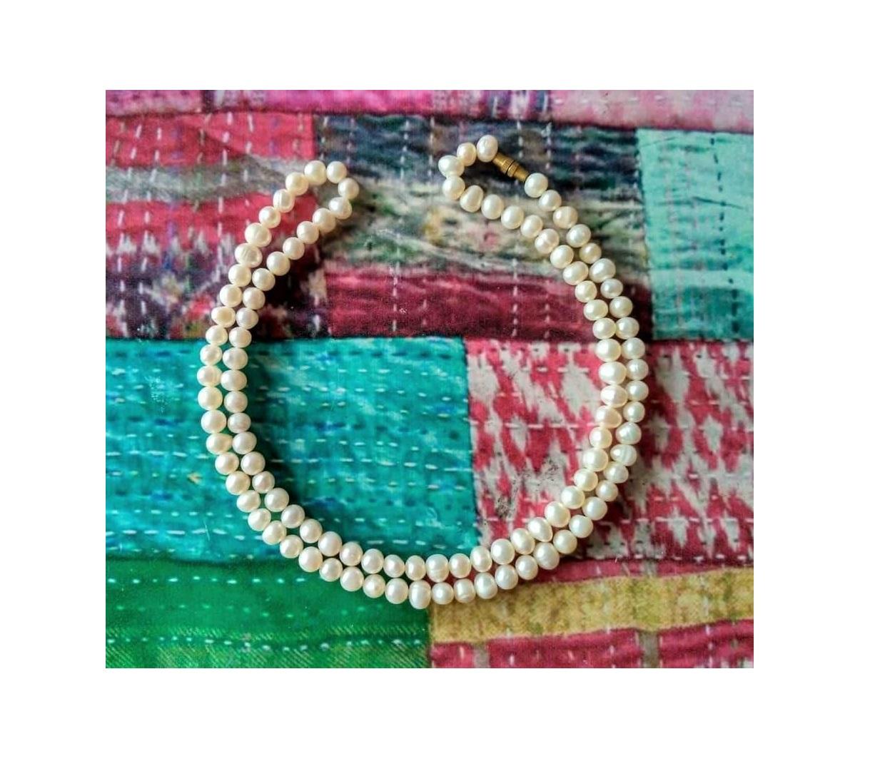 Чётки из Натурального Жемчуга (108 шариков), Moti Natural Pearl Mala - Round, Kalyan Puja