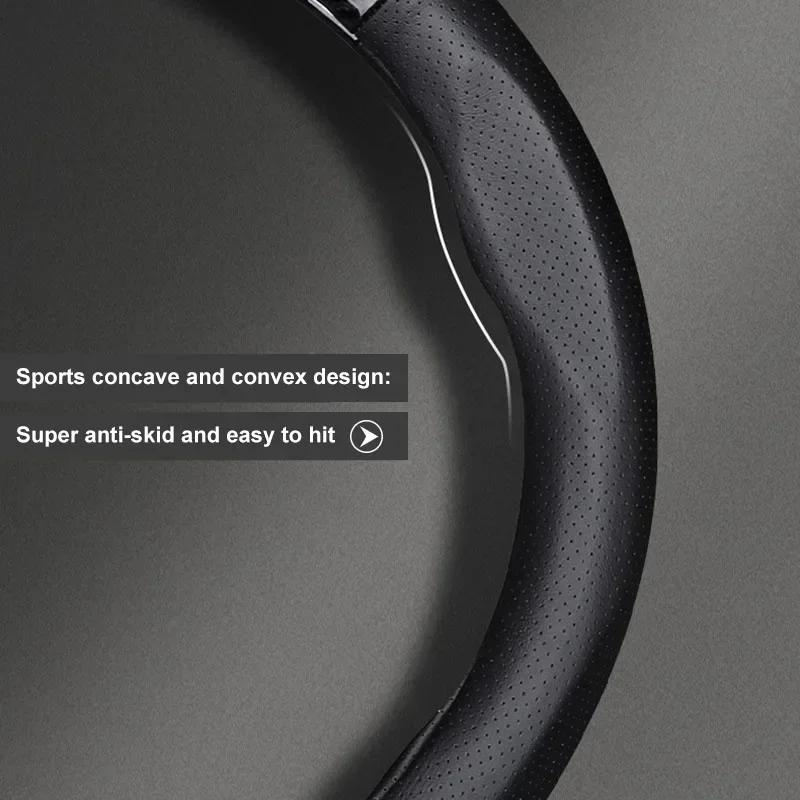 For VOLKSWAGEN VW GTI B6 VW For Volkswagen Leather Fiber Car Steering Wheel Cover Emblem Carbon Protector Non-slip Wear-resistan
