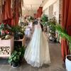 Light Luxury Mesh Sleeveless Three-dimensional Flower Dress Vacation Style White Dress