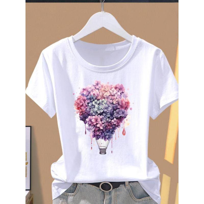 

Повседневная K-стиль Тонкая Верхняя одежда Лето Новое поступление Принт Инс Западный стиль Женская мода Цветок круглый вырез Модная футболка с коротким рукавом White TB35635 S(Suggested 30.00 kg-35.00 kg)