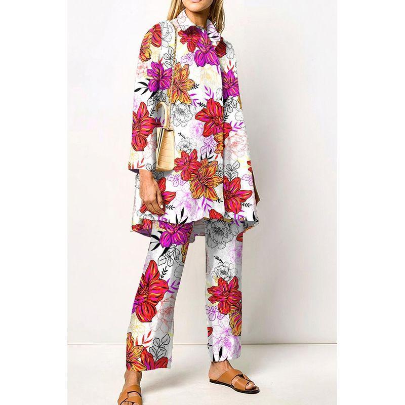 Autumn Creative Print Two-Piece Set Fall Fashion Print Casual Long-Sleeve Suit