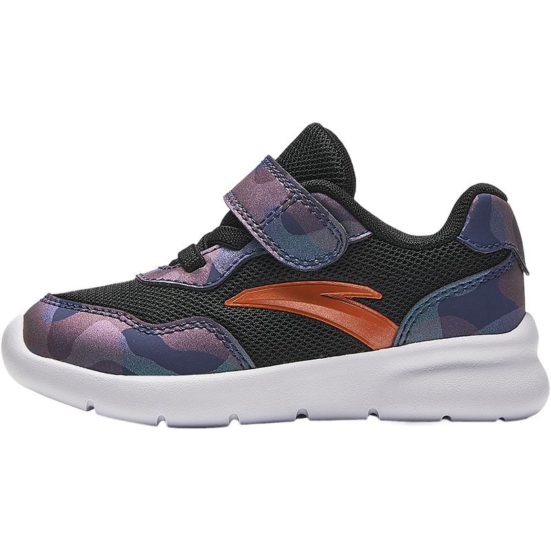 Anta Kids Lightweight Breathable Anti-Kick Low-Top Walking Shoes Baby Shoes Black Multicolor A12430006-5