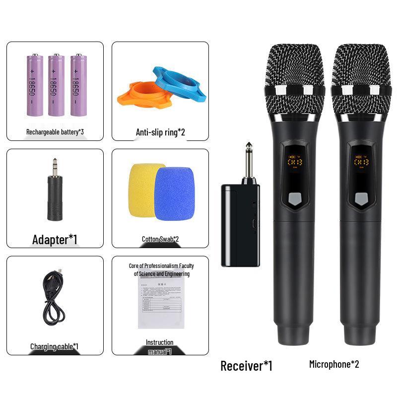 2.4G Wireless Dual Microphone & Speaker System for Home, Karaoke, Outdoor, and Live Broadcasts.