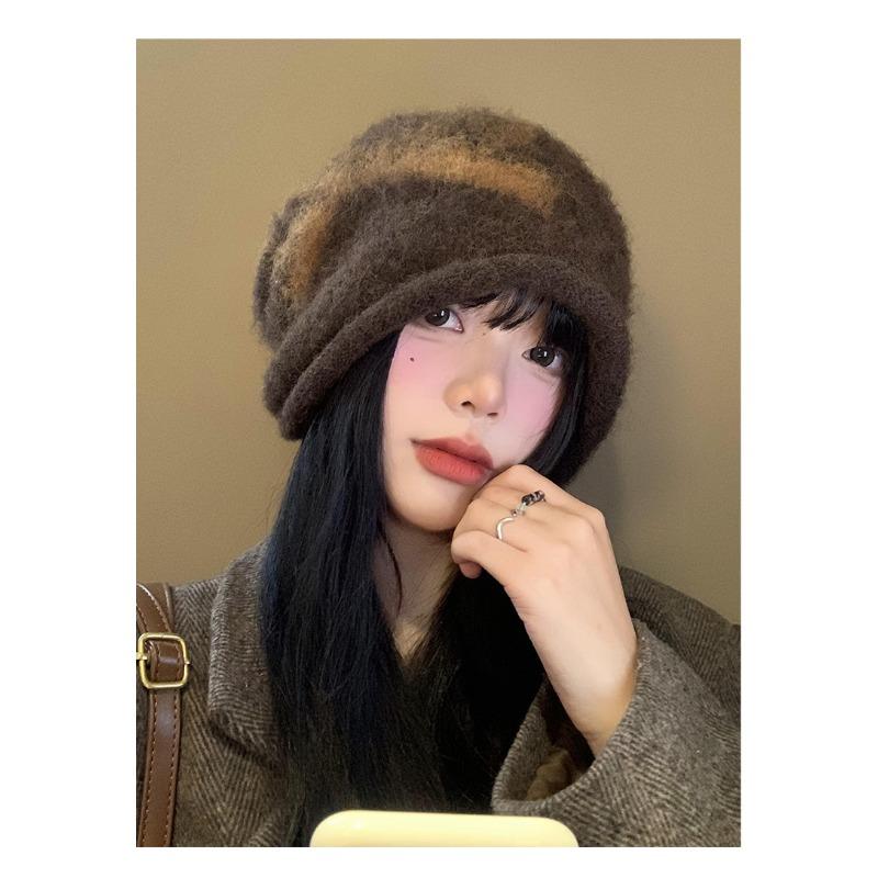 Korean Style Thick Bowknot Women S Knit Beanie Hat Autumn Winter Warm Windproof