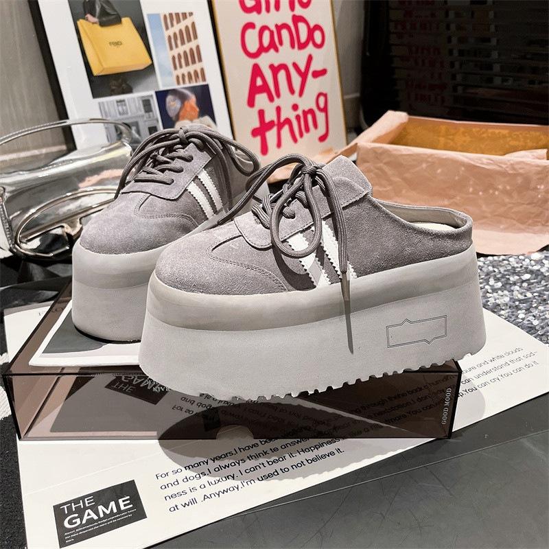 

2025 весна новый баотоу тапочки женская мода универсальные увеличение толстая подошва повседневные тапочки ниша высокое чувство половина тапочки инс 39 серый