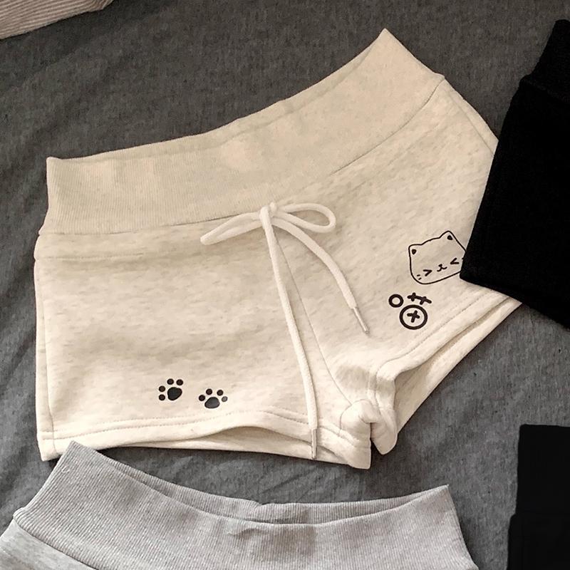 

хараюку Свободные милые мультяшные Спортивные шорты Женские Летние Уличные Домашние Штаны для сна Повседневные Леггинсы для йоги Горячие шорты Модные молодежные сексуальные короткие спортивные штаны S белый