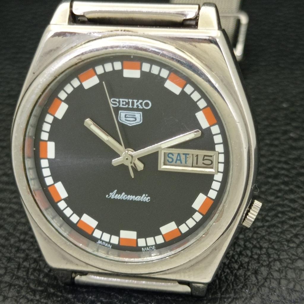 VINTAGE SEIKO 5 AUTOMATIC 7009A JAPAN MENS BLACK COLOR DIAL WATCH a500100-2 R151a-a500100